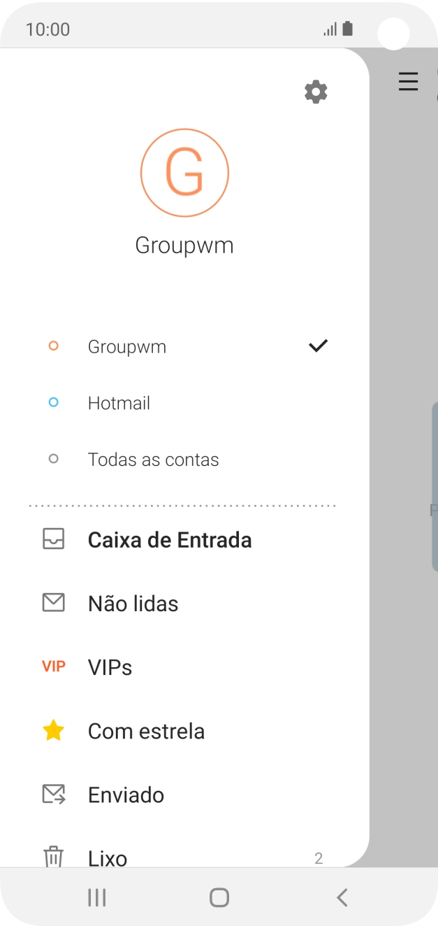 Prima o ícone de definições.