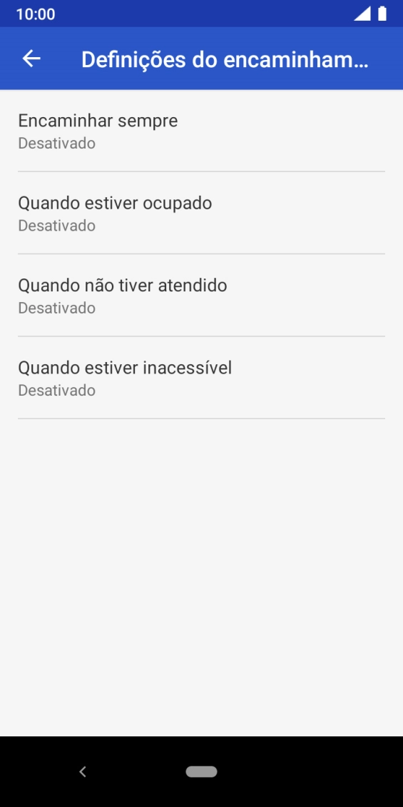 Prima o tipo de desvio pretendido.