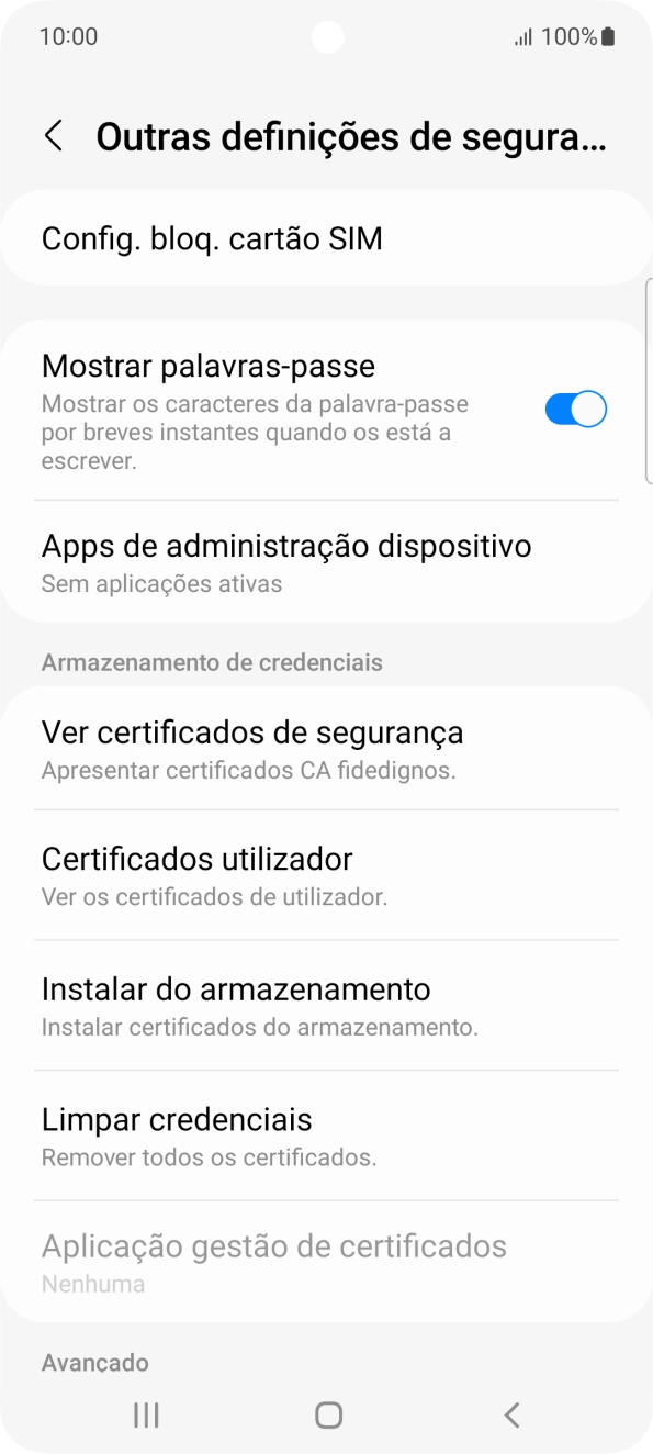 Prima Config. bloq. cartão SIM.