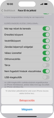 Ha bekapcsolod a funkciót, válaszd a Bekapcsolás lehetőséget.