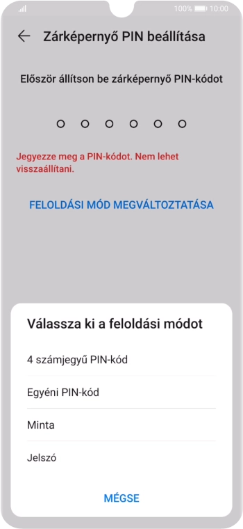 Válaszd ki a kívánt képernyőzárkódot, és kövesd a kijelzőn megjelenő utasításokat egy extra képernyőzár létrehozásához.
