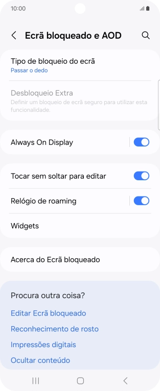 Prima Tipo de bloqueio do ecrã.