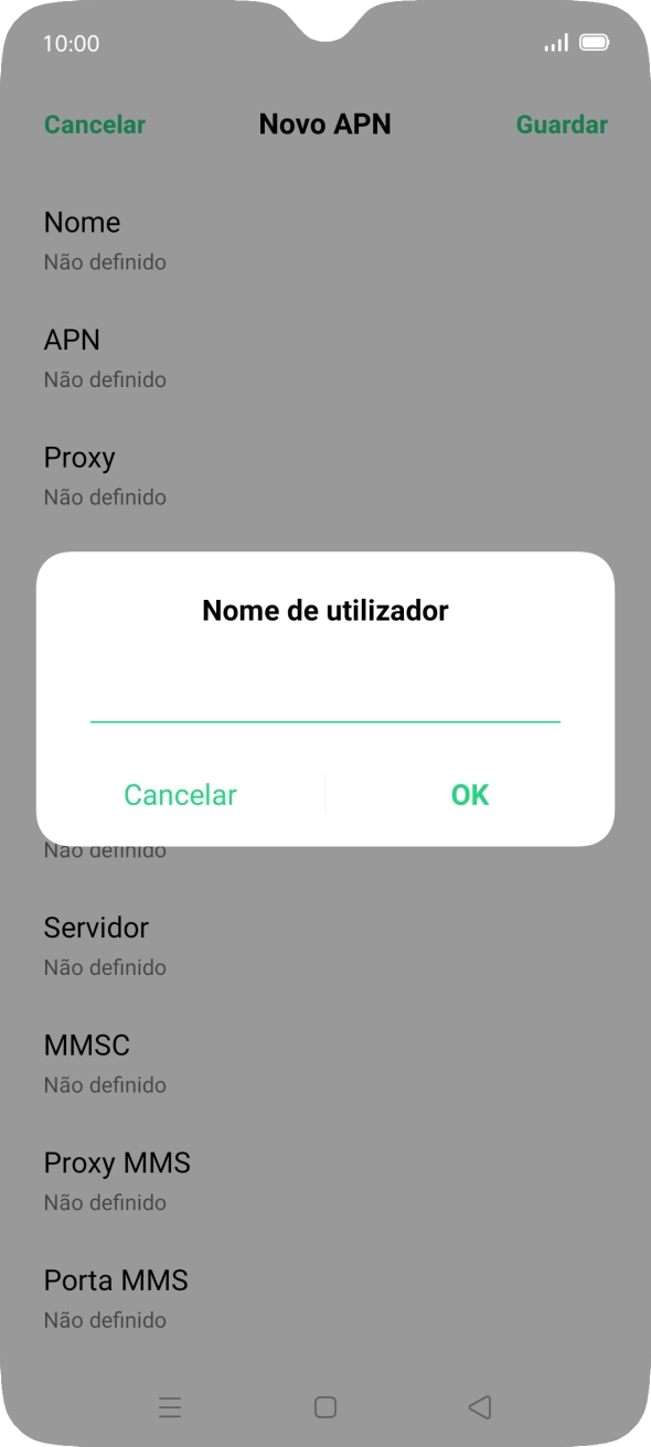 Introduza vodafone e prima OK.