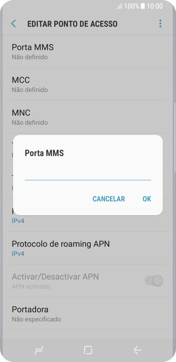 Introduza 80 e prima OK.