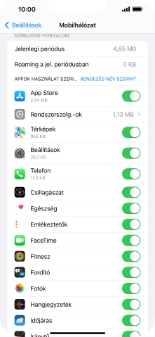 Kattints a kívánt programok melletti csúszkákra a funkciók be- vagy kikapcsolásához.