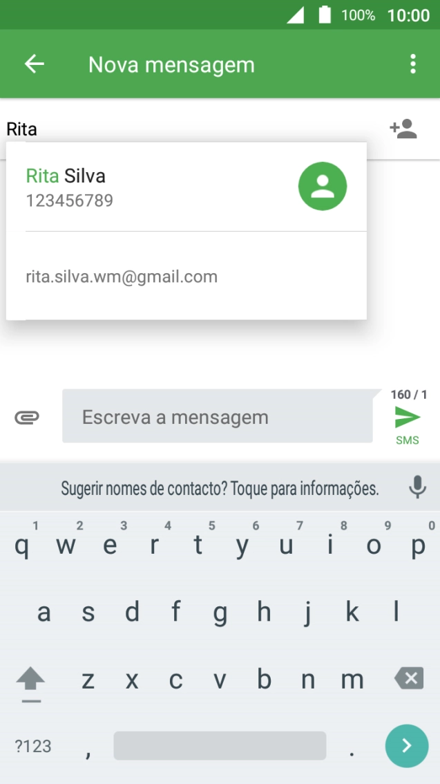 Prima o contacto pretendido.