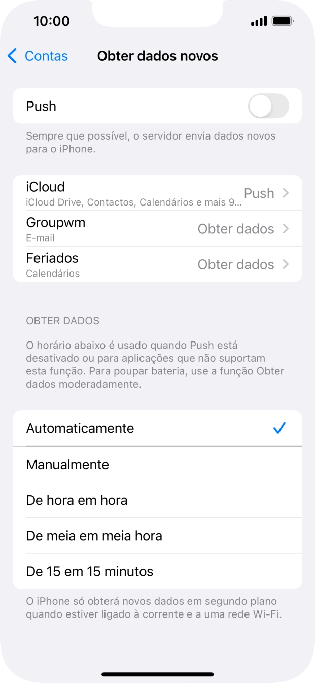 Se desativar a função, prima a definição pretendida.