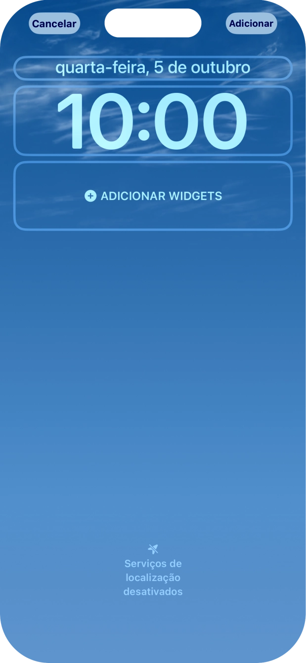 Se pretender personalizar a visualização da data no ecrã de bloqueio, prima o widget de data e siga as indicações no ecrã para escolher a visualização pretendida para o widget.