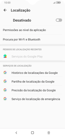 Prima o indicador para ativar ou desativar a função.