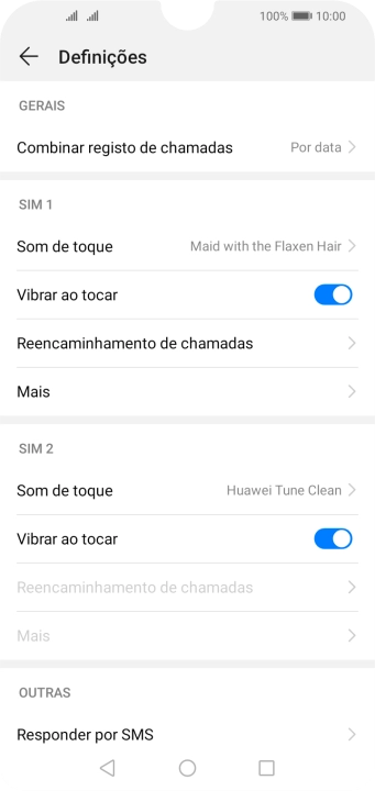 Prima Mais sob o cartão SIM pretendido.