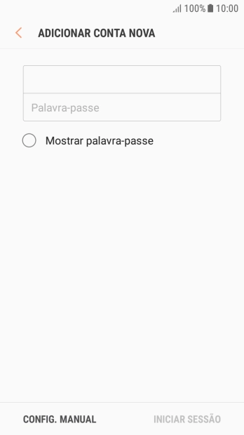 Prima Palavra-passe e introduza a password da sua conta de e-mail na Vodafone.
