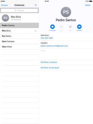 Prima o ícone de novo contacto.