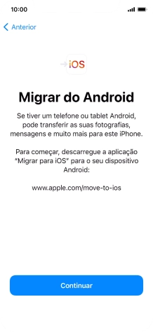 Antes de ser possível transferir conteúdo para o seu telefone, é necessário instalar a app 