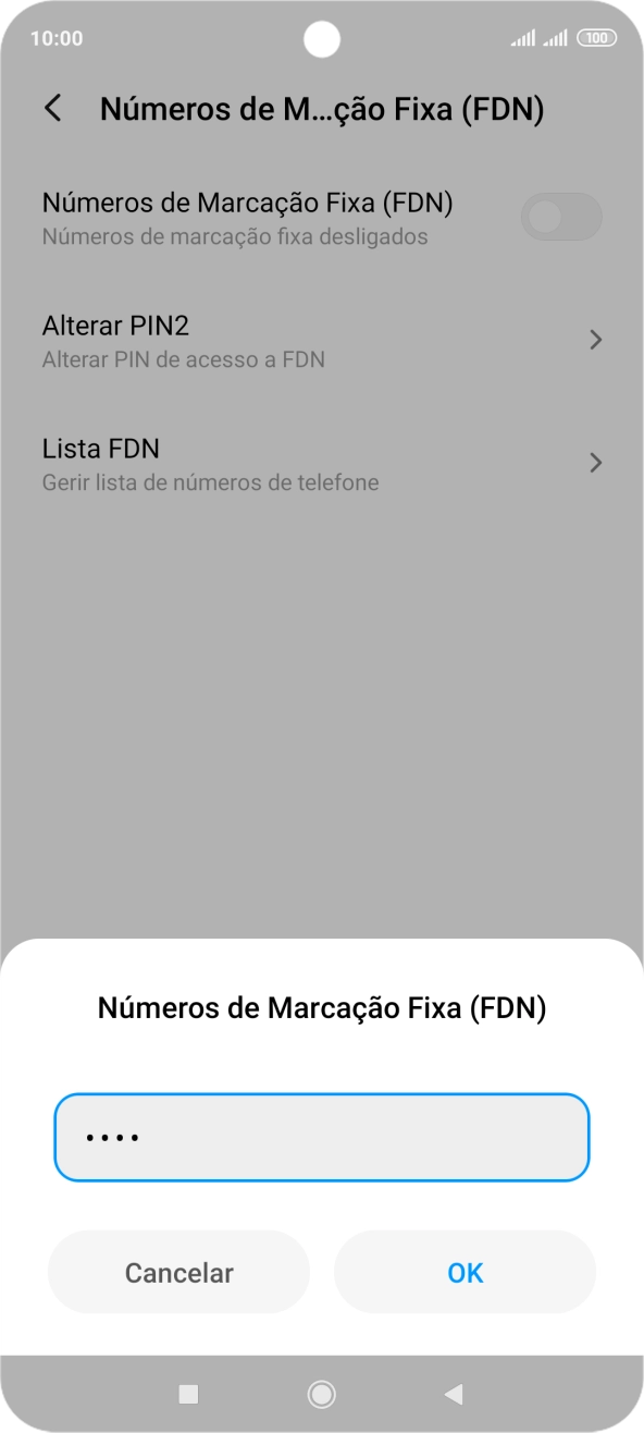 Introduza o código PIN2 e prima OK.