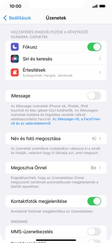 Kattints az „iMessage” melletti csúszkára a funkció bekapcsolásához.