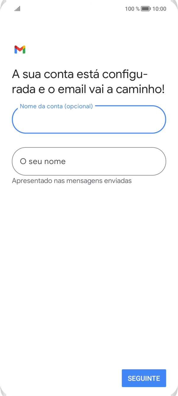 Prima O seu nome e introduza o nome do remetente pretendido.