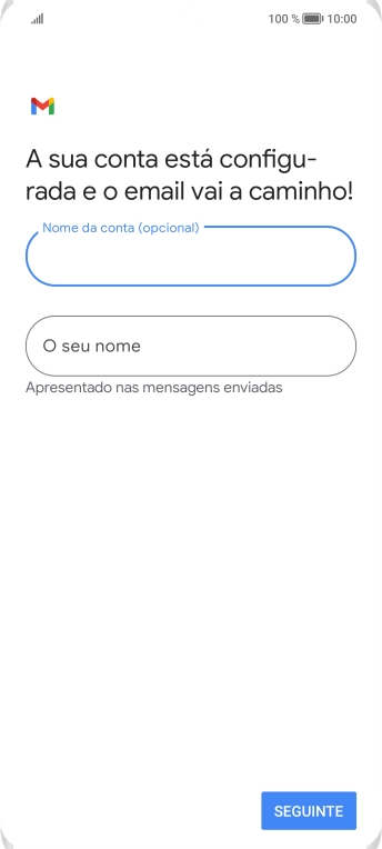 Prima O seu nome e introduza o nome do remetente pretendido.