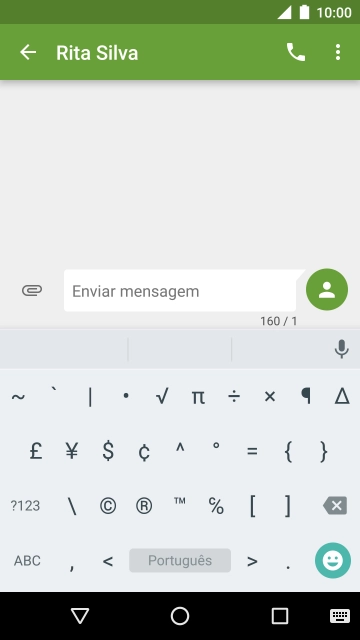 Prima ABC para voltar à introdução de texto.