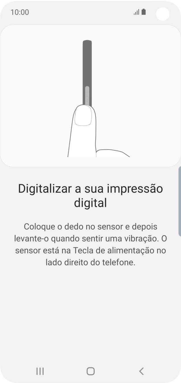 Siga as indicações no ecrã para definir a impressão digital como código de bloqueio.
