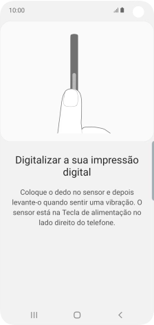 Siga as indicações no ecrã para definir a impressão digital como código de bloqueio.