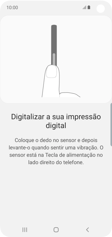 Siga as indicações no ecrã para definir a impressão digital como código de bloqueio.