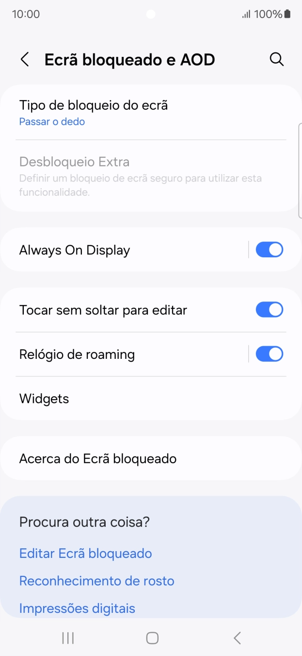Prima Tipo de bloqueio do ecrã.
