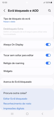Prima Tipo de bloqueio do ecrã.