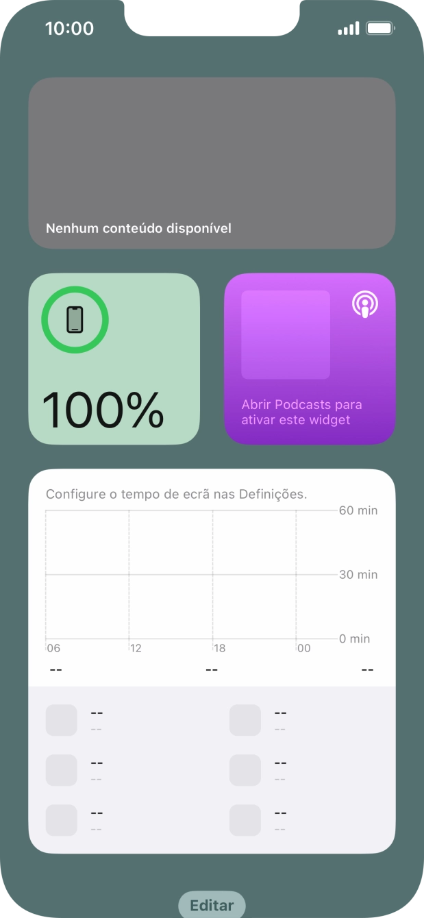 Deslize o dedo para cima no ecrã.
