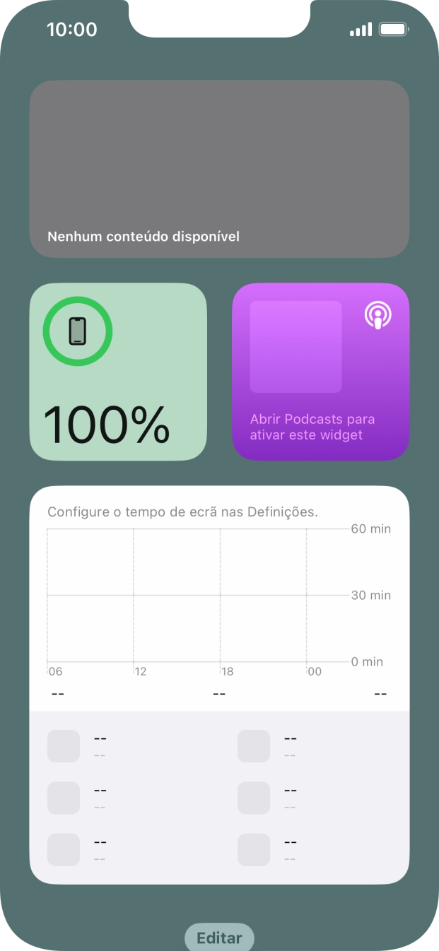 Deslize o dedo para cima no ecrã.