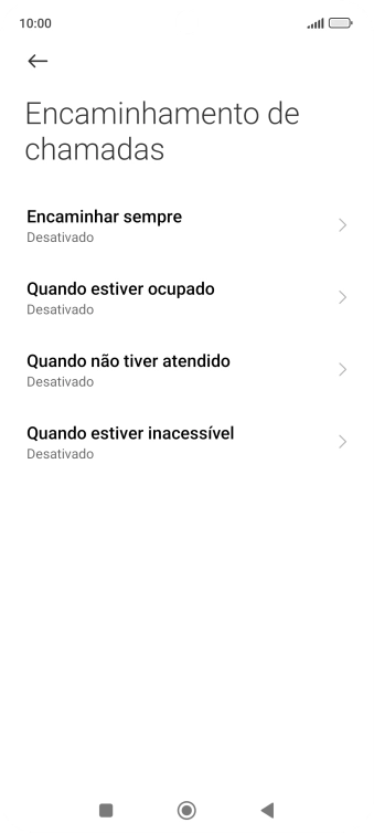 Prima o tipo de desvio pretendido.