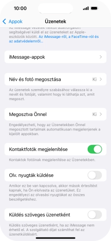 Kattints a „Küldés szöveges üzenetként” melletti csúszkára a funkció be- vagy kikapcsolásához.