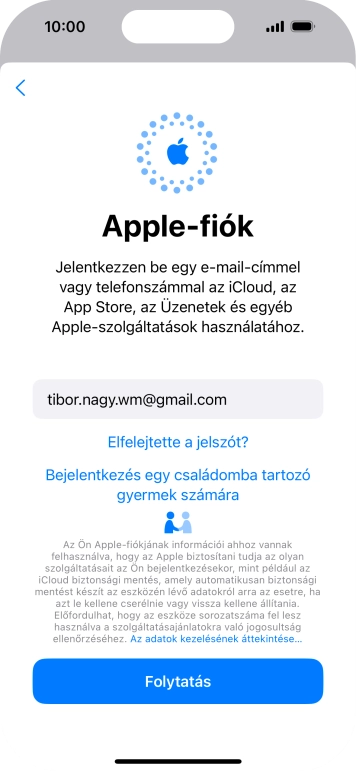 Válaszd a Folytatás lehetőséget.