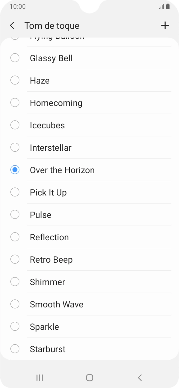 Prima o ícone para adicionar um tom de toque.