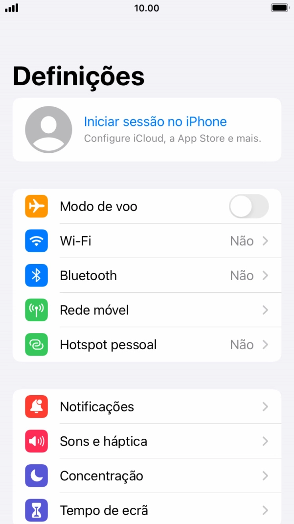 Prima Iniciar sessão no iPhone.
