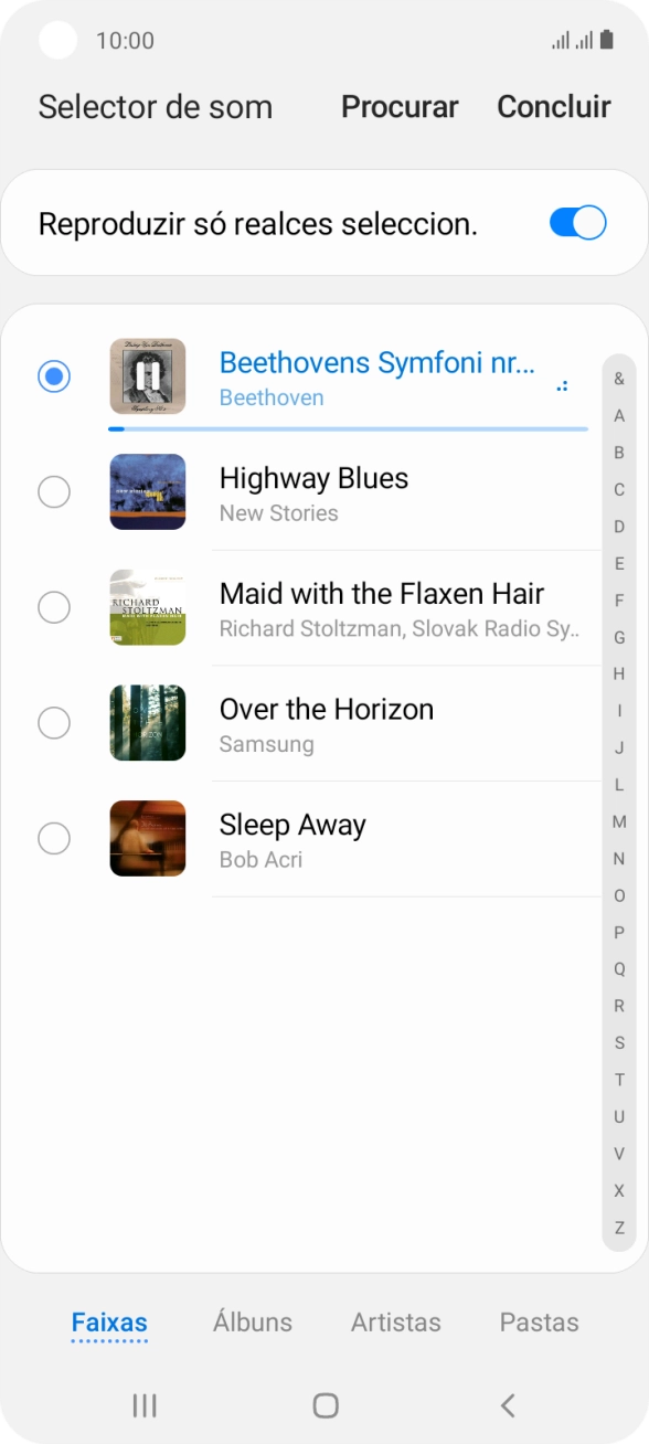 Quando tiver encontrado o tom de toque que pretende, prima Concluir.