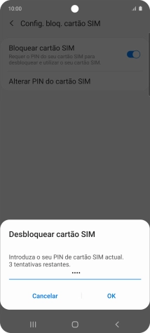 Introduza o seu código PIN e prima OK.