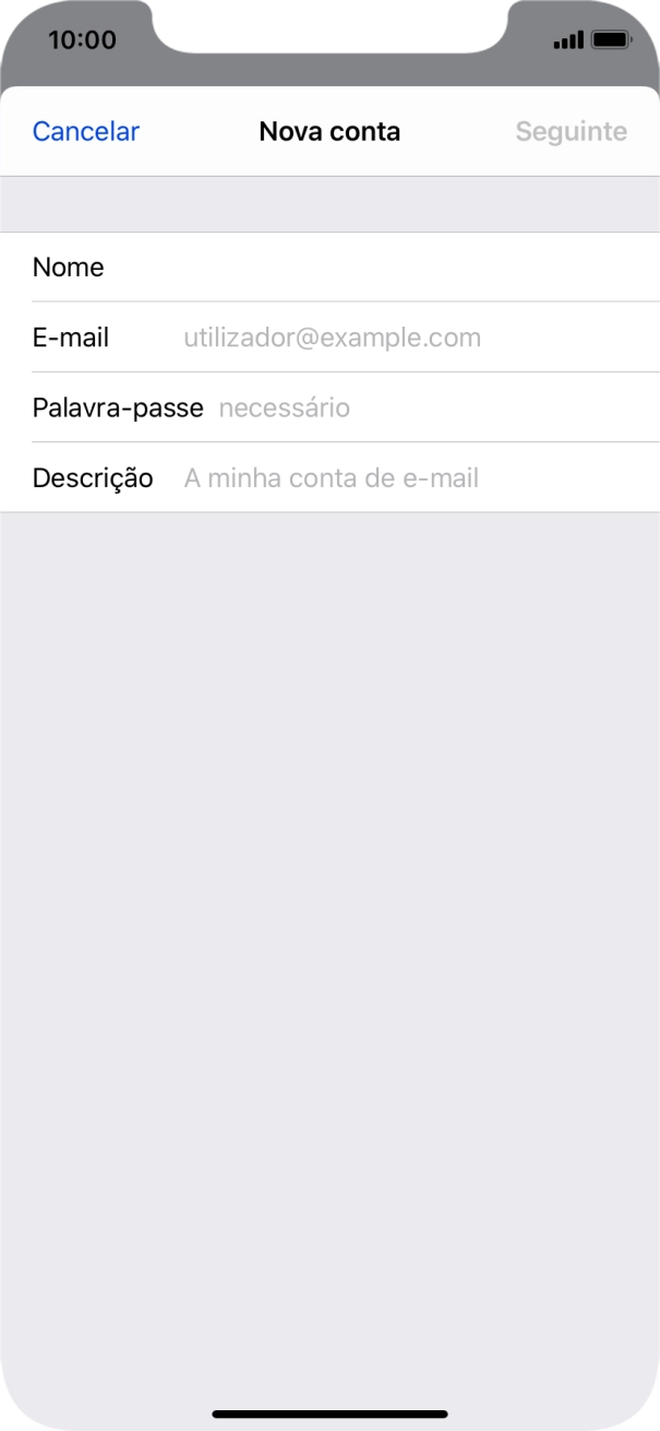 Prima E-mail e introduza o seu endereço de e-mail.