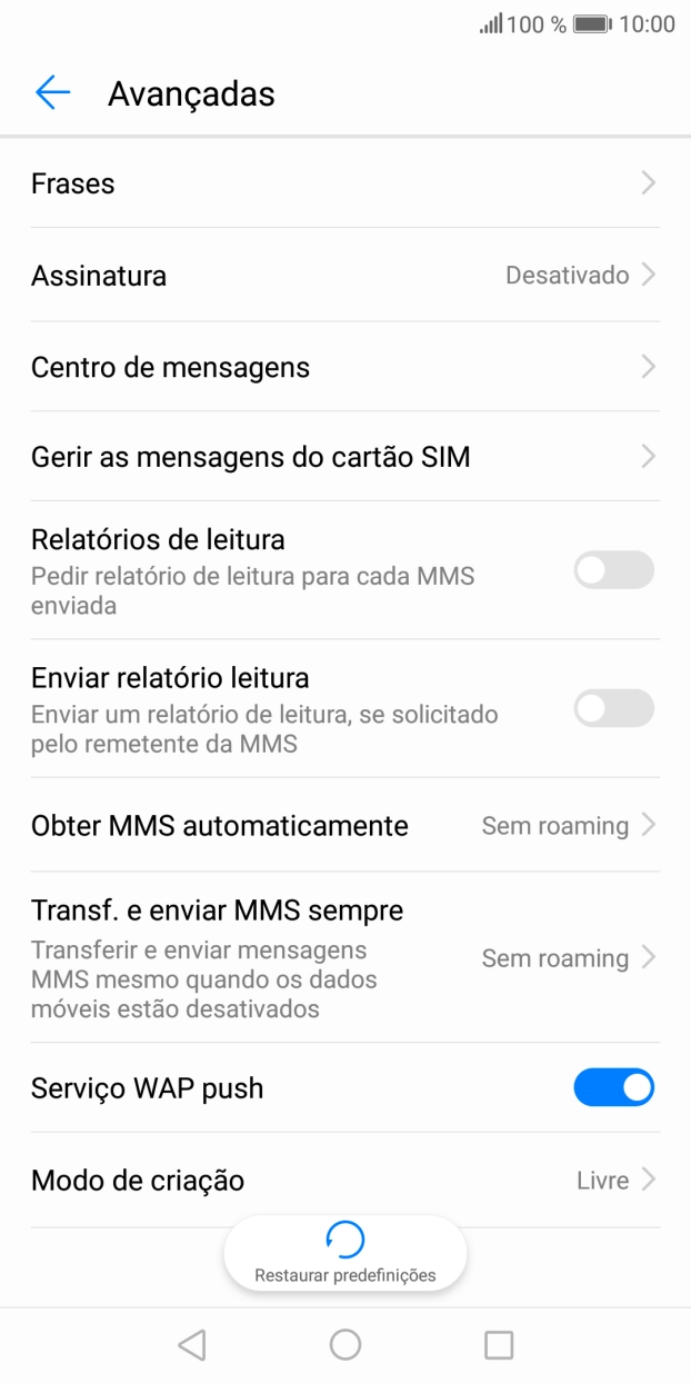 Prima Centro de mensagens.