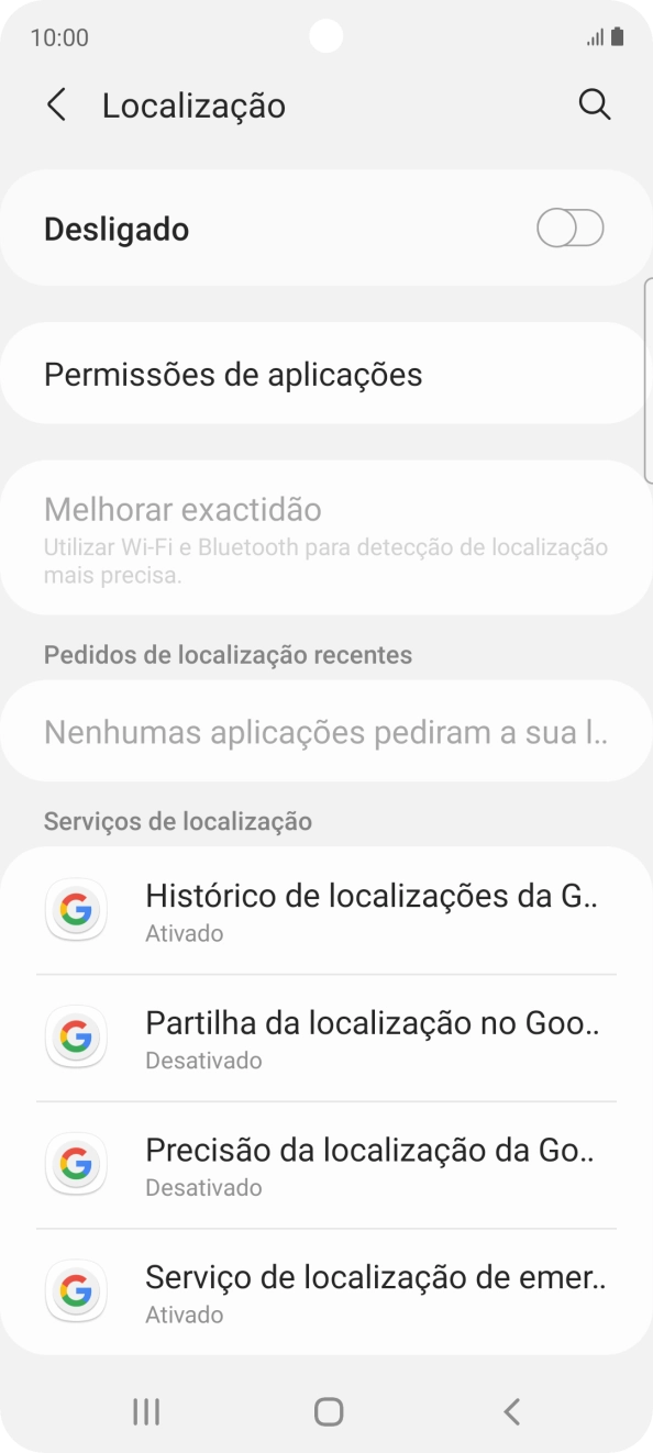 Prima o indicador para ativar ou desativar a função.