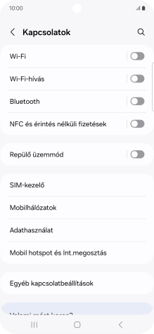 Válaszd a Mobil hotspot és Int.megosztás lehetőséget.