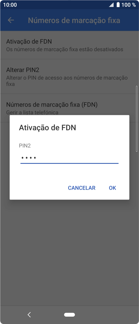 Introduza o código PIN2 e prima OK.