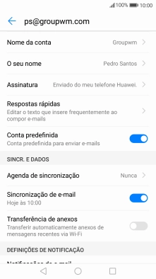 Prima Nome da conta e introduza o nome pretendido da conta de e-mail.