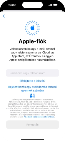 Válaszd az E-mail-cím vagy telefonszám lehetőséget, és írd be a az Apple ID-dhoz tartozó felhasználónevet.
