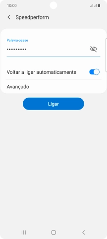 Introduza a password da rede Wi-Fi e prima Ligar.