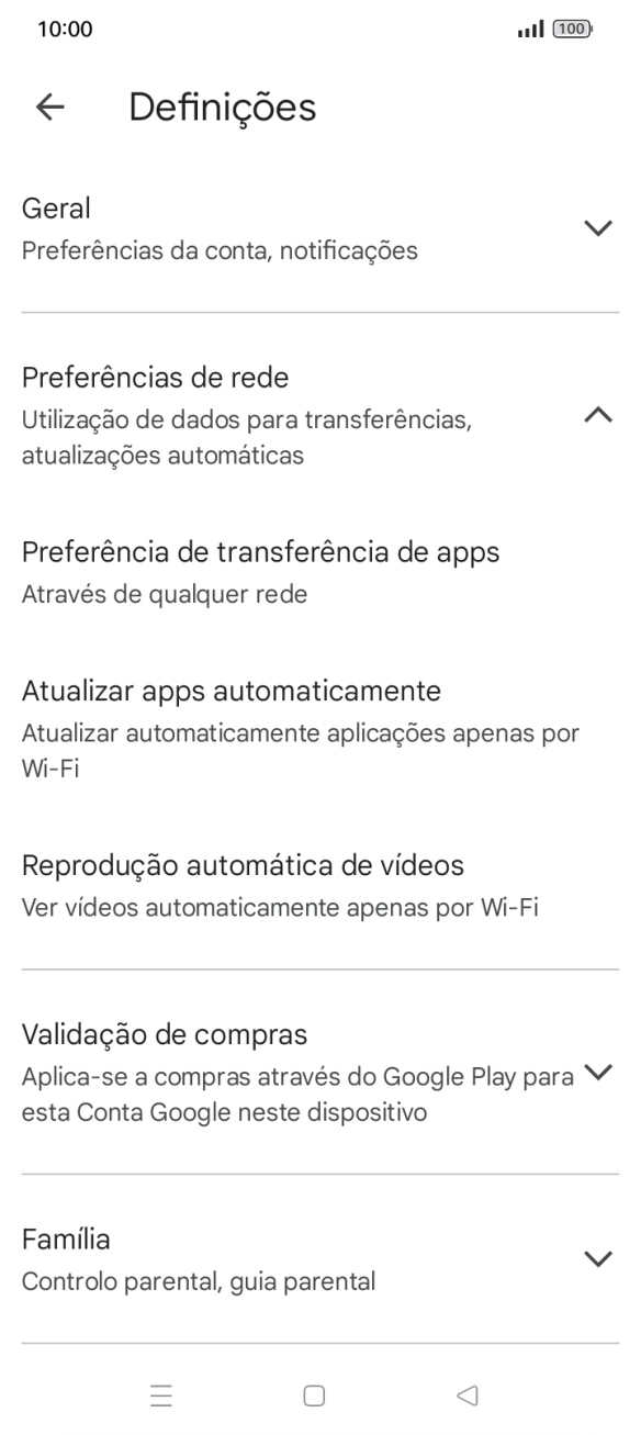 Prima Atualizar apps automaticamente.