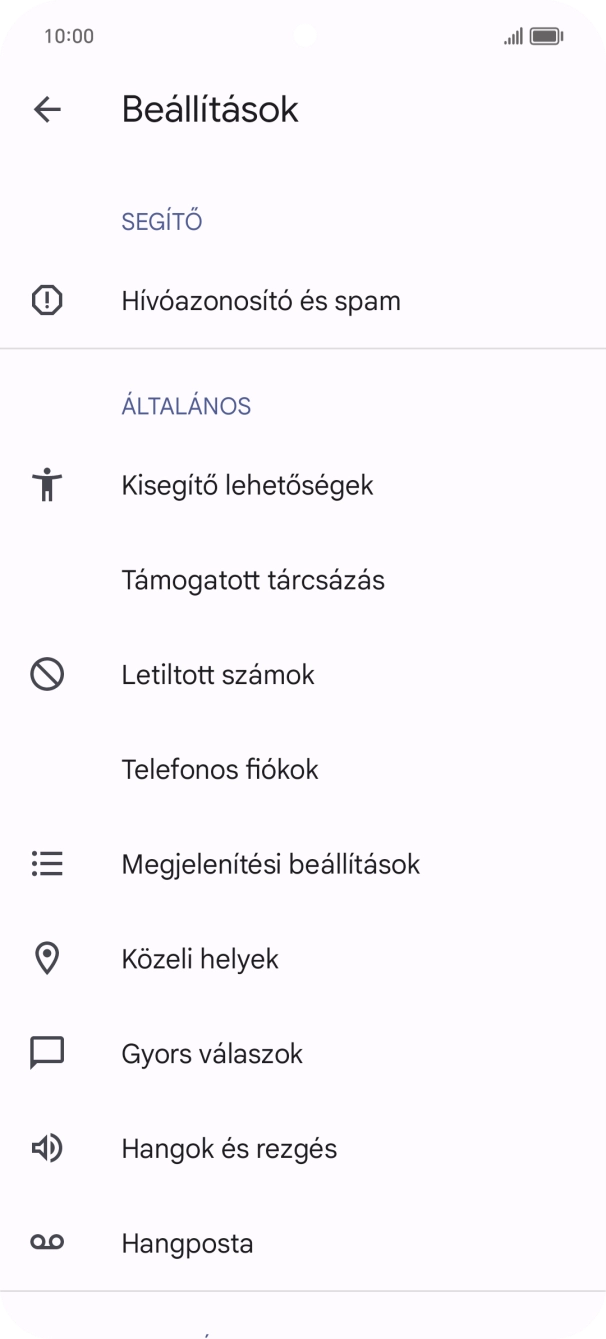 Válaszd a Telefonos fiókok lehetőséget.