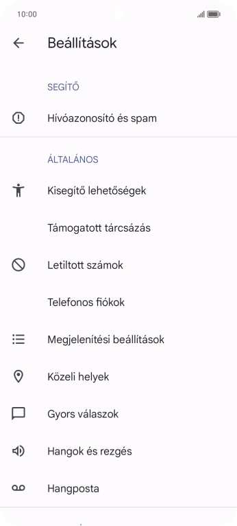 Válaszd a Telefonos fiókok lehetőséget.