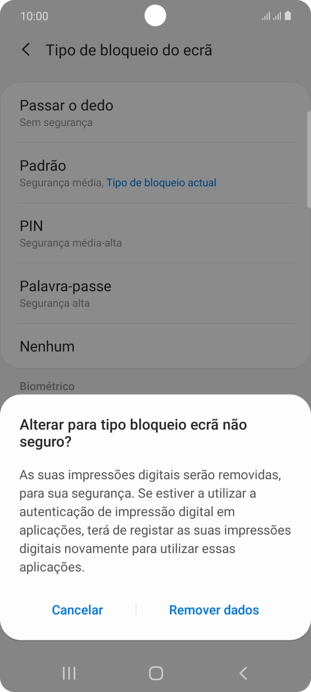 Prima Remover dados.