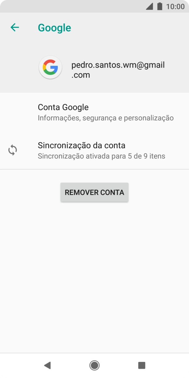 Prima Sincronização da conta.