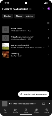 Prima o ficheiro de música pretendido.